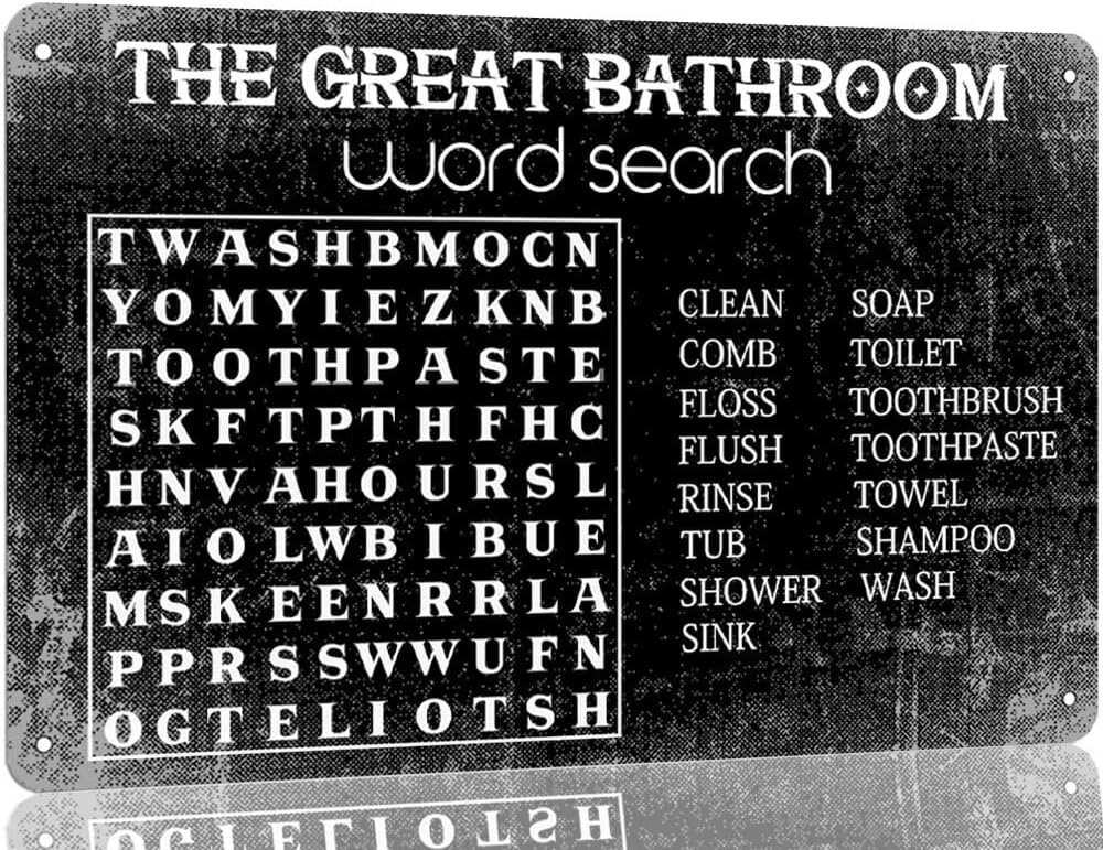 Home Bar Word - The Great Bathroom Word Search Metal