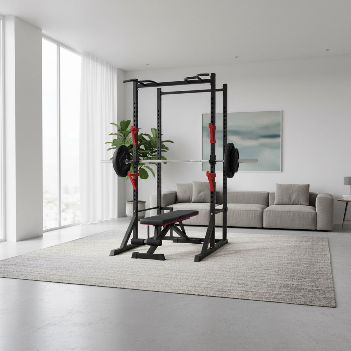 Adjustable Power Rack with Pul - đánh giá và giá Home Bar And Gym